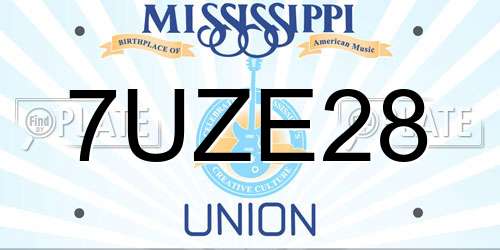 7UZE28 Mississippi License Plate