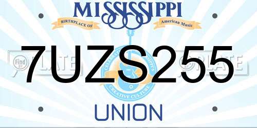 7UZS255 Mississippi License Plate