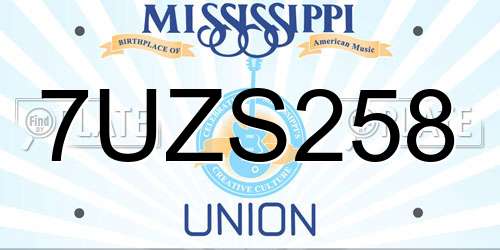 7UZS258 Mississippi License Plate