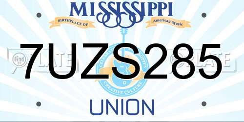 7UZS285 Mississippi License Plate