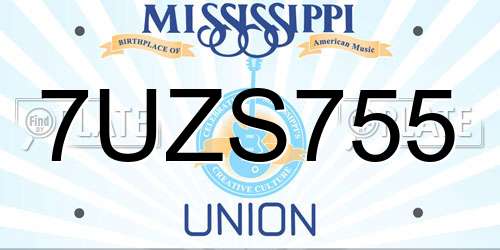 7UZS755 Mississippi License Plate