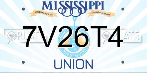 7V26T4 Mississippi License Plate