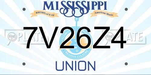 7V26Z4 Mississippi License Plate