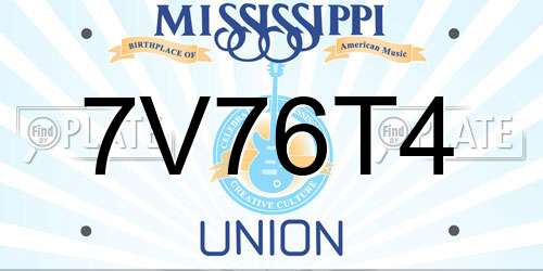 7V76T4 Mississippi License Plate