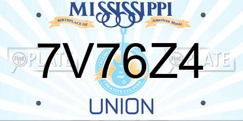 7V76Z4 Mississippi License Plate
