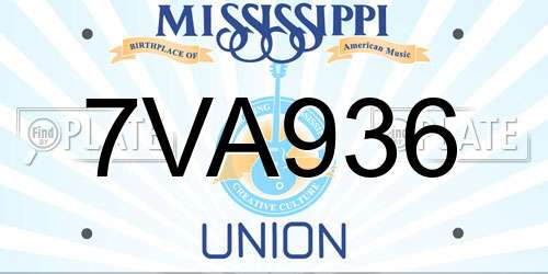 7VA936 Mississippi License Plate
