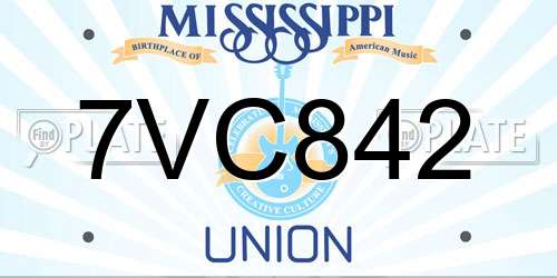 7VC842 Mississippi License Plate