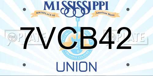 7VCB42 Mississippi License Plate