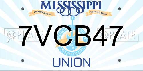 7VCB47 Mississippi License Plate