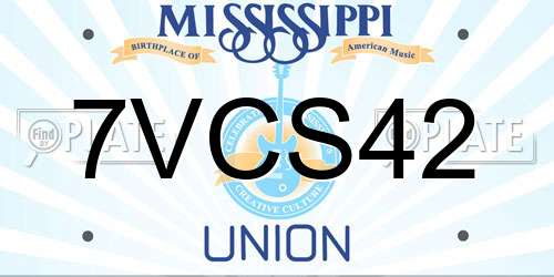 7VCS42 Mississippi License Plate