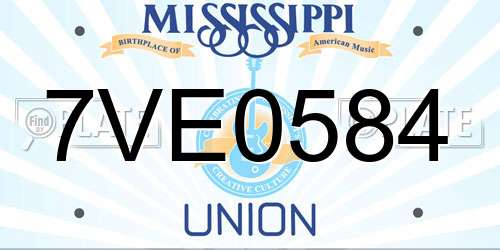 7VE0584 Mississippi License Plate