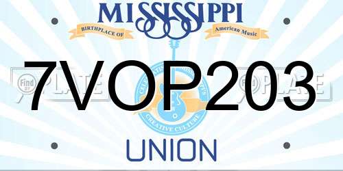 7VOP203 Mississippi License Plate