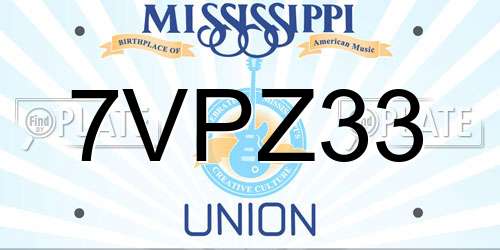 7VPZ33 Mississippi License Plate