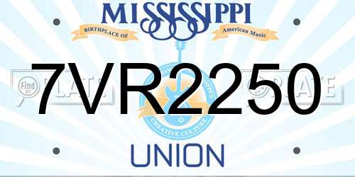 7VR2250 Mississippi License Plate