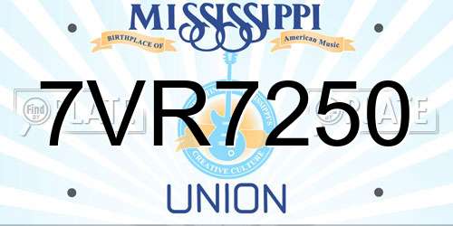 7VR7250 Mississippi License Plate
