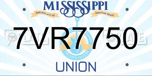 7VR7750 Mississippi License Plate