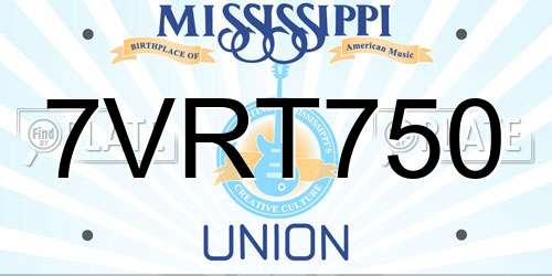 7VRT750 Mississippi License Plate