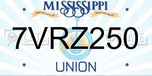 7VRZ250 Mississippi License Plate