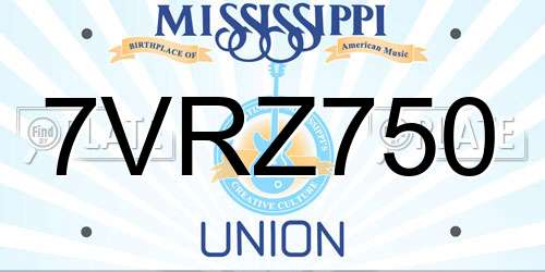 7VRZ750 Mississippi License Plate