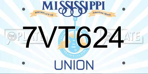 7VT624 Mississippi License Plate