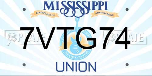 7VTG74 Mississippi License Plate