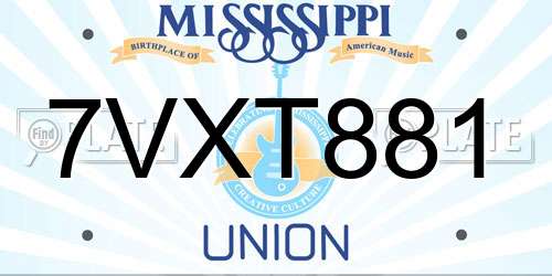 7VXT881 Mississippi License Plate