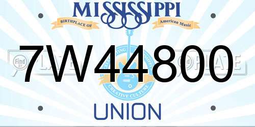 7W44800 Mississippi License Plate