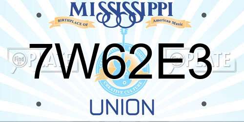7W62E3 Mississippi License Plate