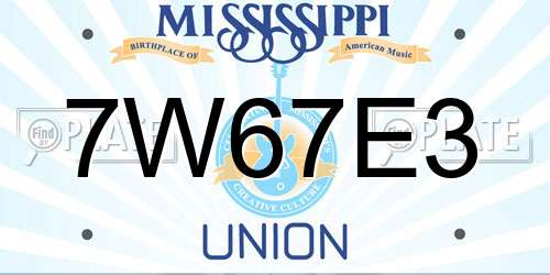 7W67E3 Mississippi License Plate