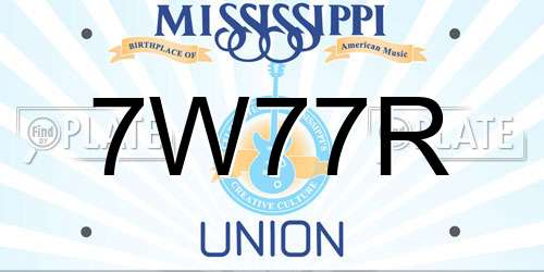 7W77R Mississippi License Plate