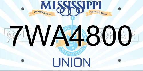 7WA4800 Mississippi License Plate
