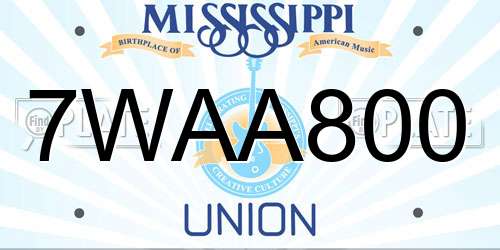 7WAA800 Mississippi License Plate