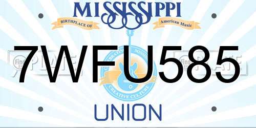 7WFU585 Mississippi License Plate