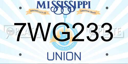 7WG233 Mississippi License Plate