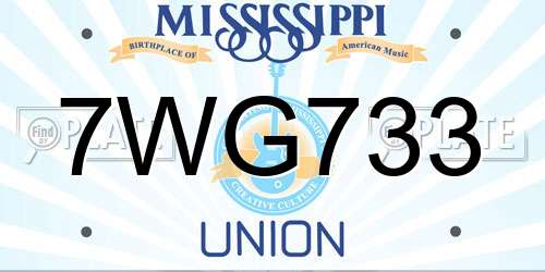 7WG733 Mississippi License Plate