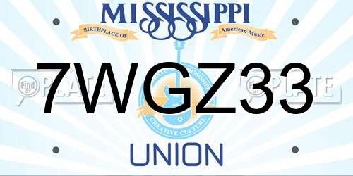 7WGZ33 Mississippi License Plate
