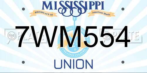 7WM554 Mississippi License Plate