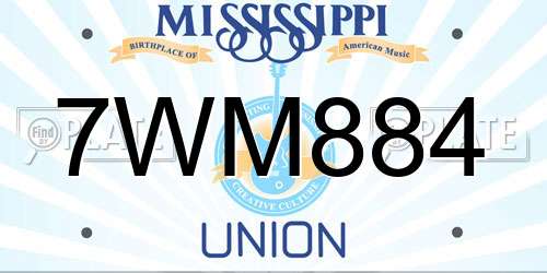 7WM884 Mississippi License Plate