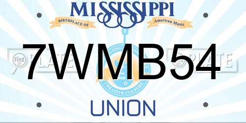 7WMB54 Mississippi License Plate