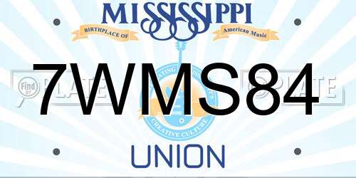 7WMS84 Mississippi License Plate