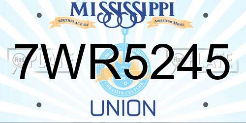 7WR5245 Mississippi License Plate