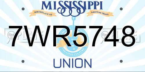 7WR5748 Mississippi License Plate