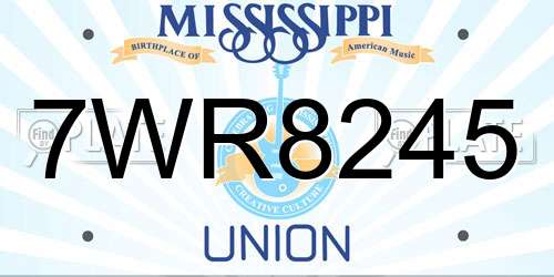 7WR8245 Mississippi License Plate