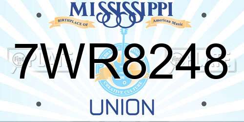 7WR8248 Mississippi License Plate