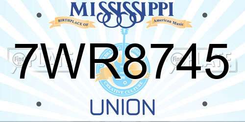7WR8745 Mississippi License Plate
