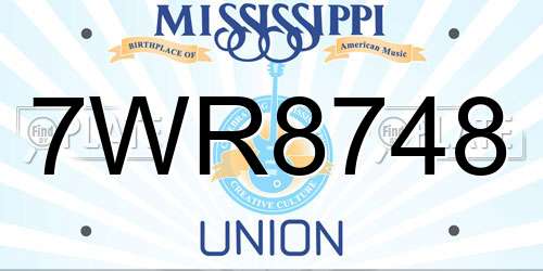 7WR8748 Mississippi License Plate