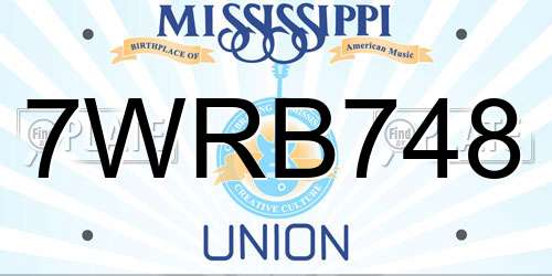 7WRB748 Mississippi License Plate