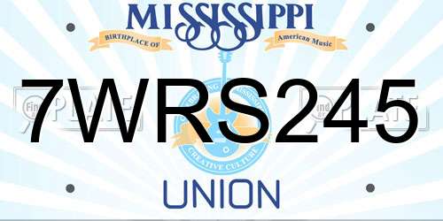 7WRS245 Mississippi License Plate