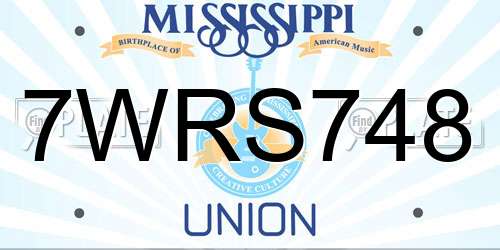 7WRS748 Mississippi License Plate