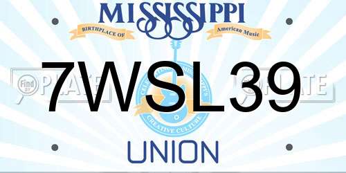 7WSL39 Mississippi License Plate